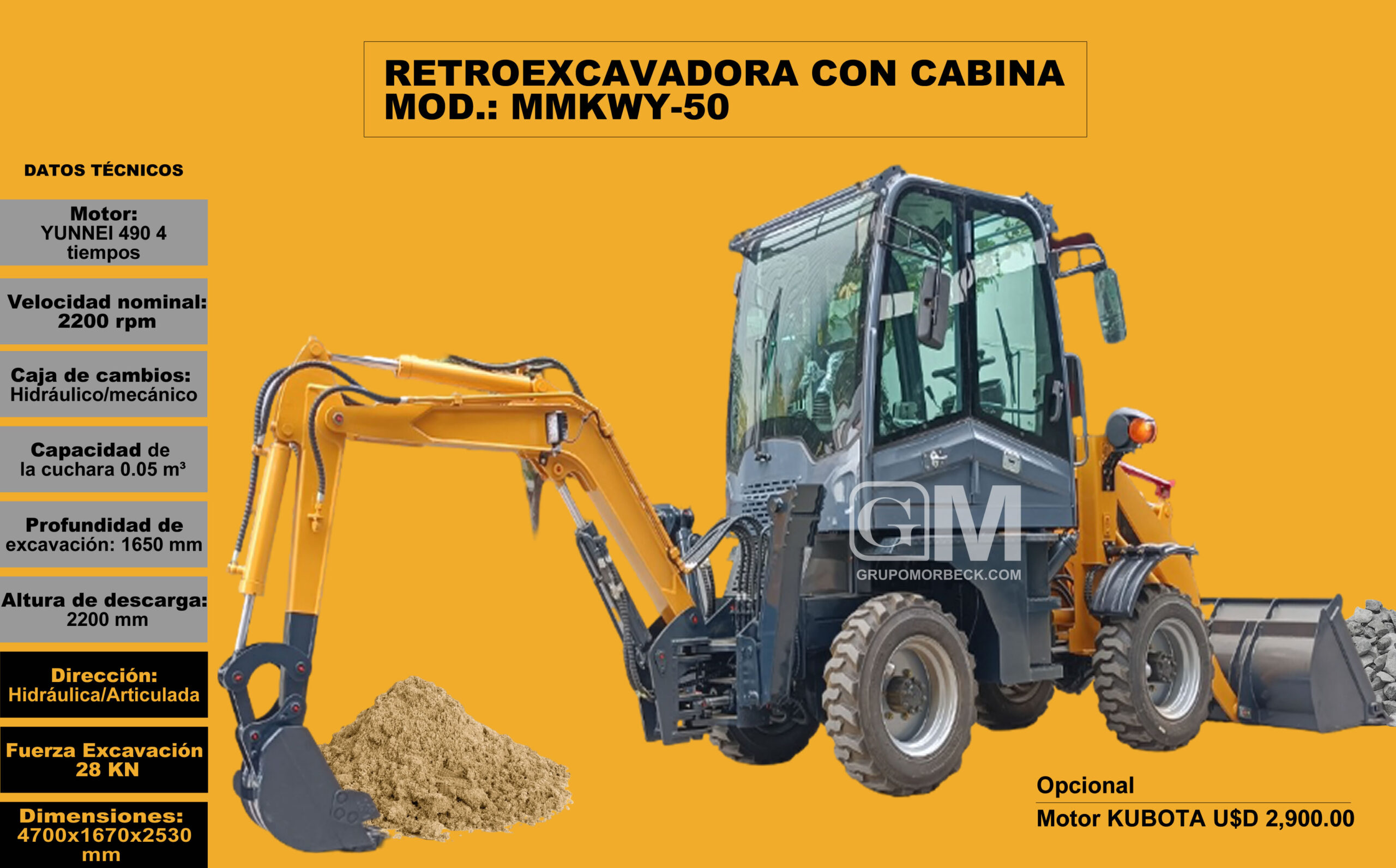 retroexcavadora con cabina